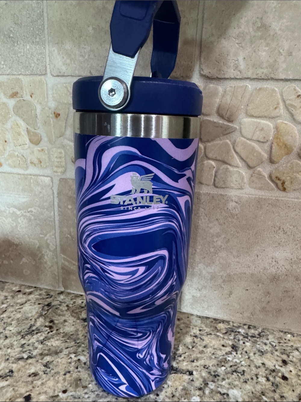 Stanley 30oz Navy Blue & Light Pink Swirl Tumbler